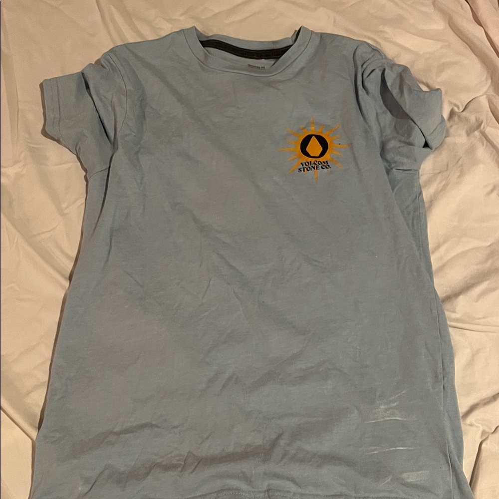 Volcom Light Blue Tee with Sunburst Graphic